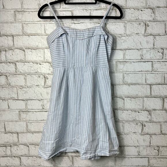 Fame and Partners Dress Sweetheart Mini Stripe Cotton Sundress Blue White 0 - Picture 2 of 12